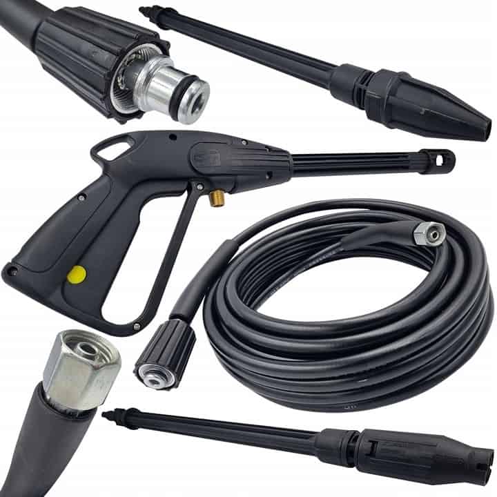 PISTOLET LANCA DO MYJKI CIŚNIENIOWEJ DYSZA ROTACYJNA PŁASKA + WĄŻ 5m ZESTAW 1