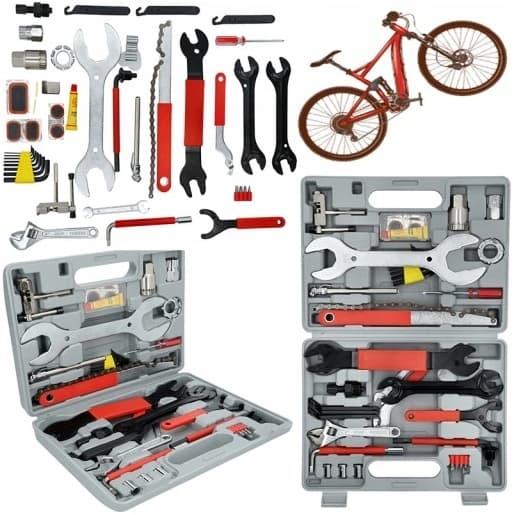 Zestaw Narzędzi do Roweru Walizka Klucze Rowerowe Imbusy 44el Łatka Łyżka 7