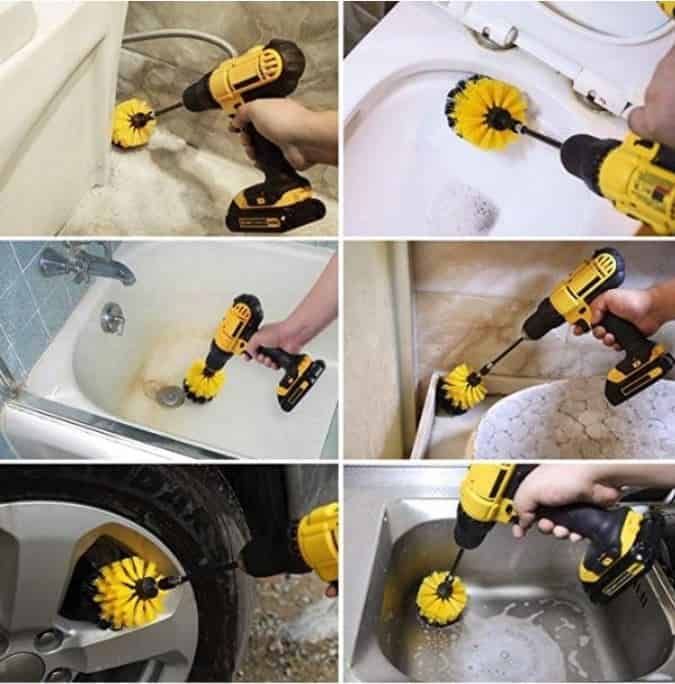 MEGA ZESTAW 25SZT DO CZYSZCZENIA MYCIA TAPICERKI SZCZOTKI NA WIERTARKĘ PADY 1