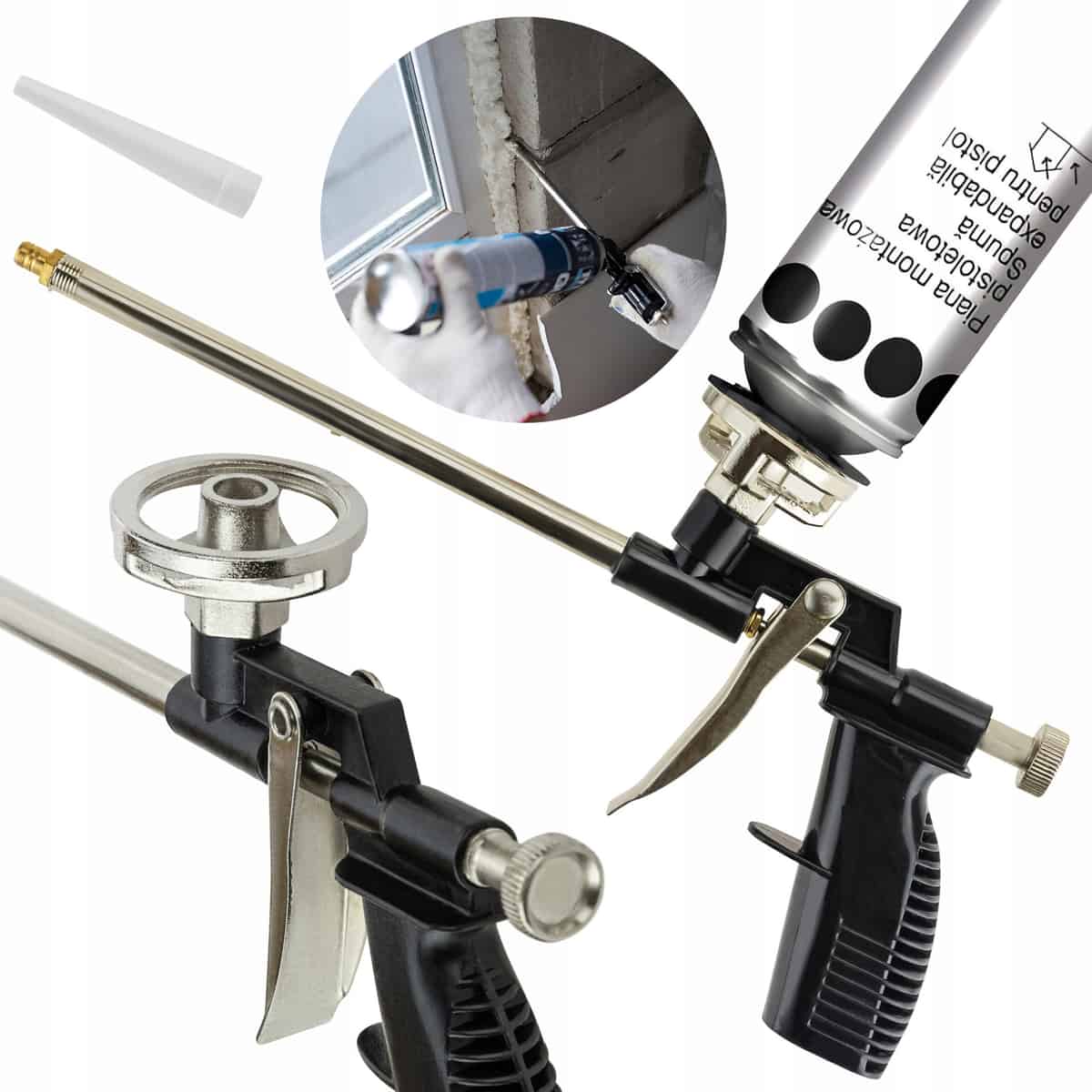 PISTOLET DO PIANKI MONTAŻOWEJ PIANY PISTOLETOWEJ METALOWY APLIKATOR LEKKI